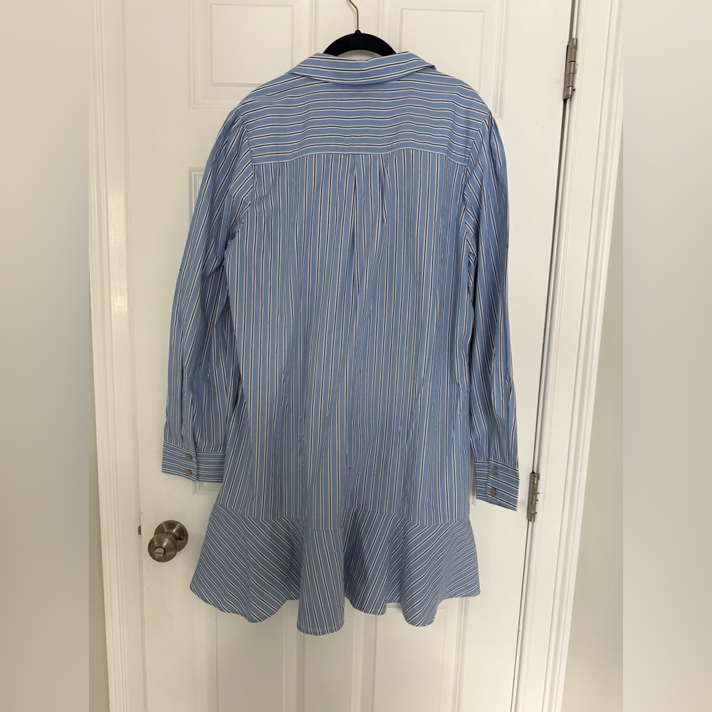 NWT Quince 100% Organic Cotton Drop Waist Shirt Dress in Tribeca Stripe - Picture 9 of 12